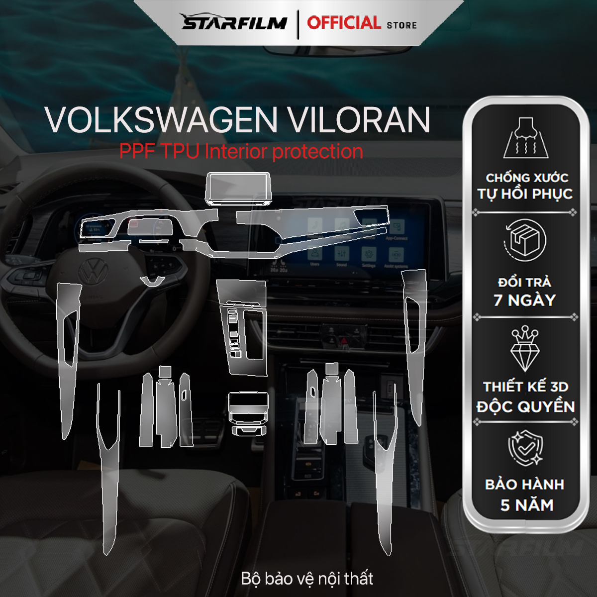 Volkswagen Viloran PPF TPU chống xước tự hồi phục STARFILM